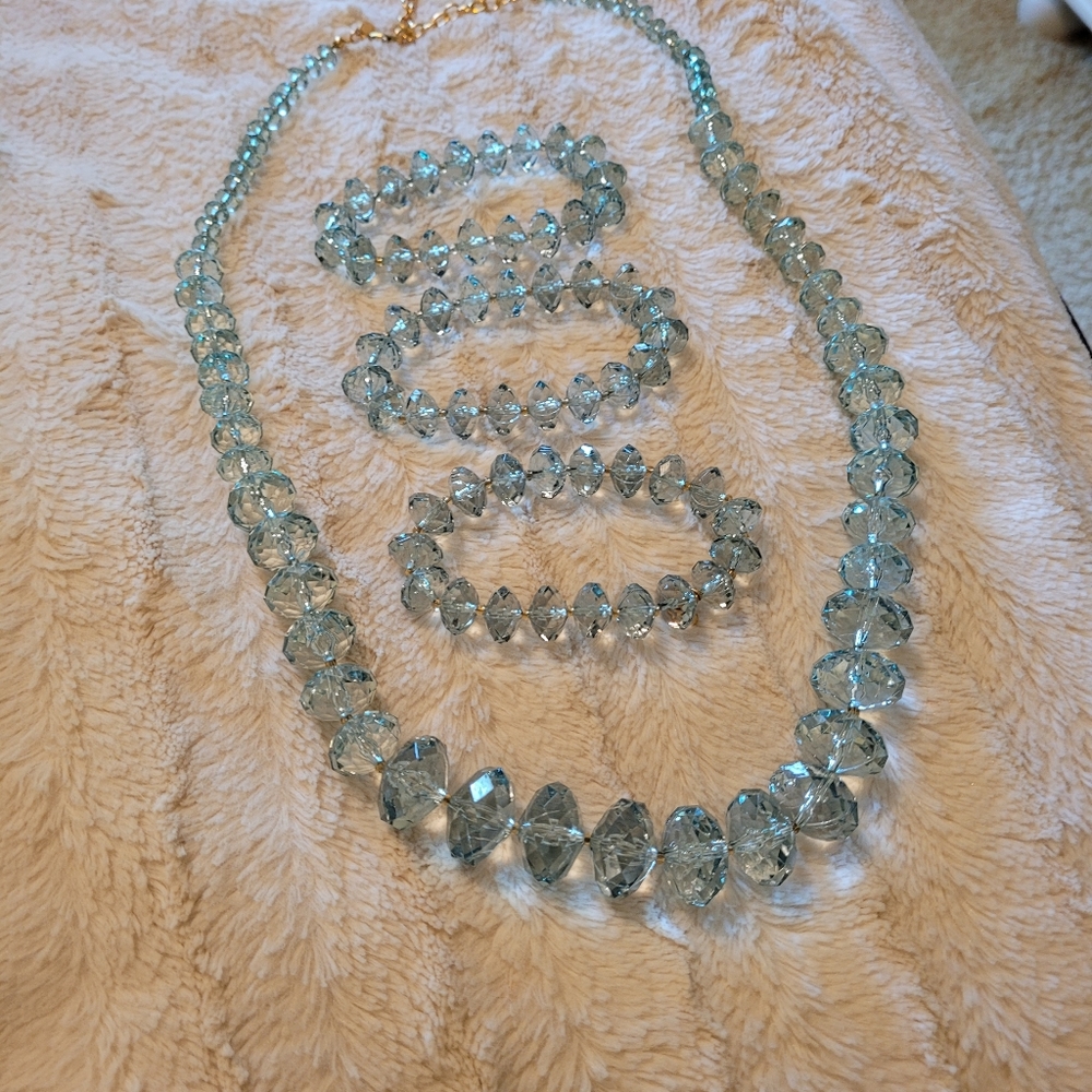 Vintage Joan Rivers. Light aqua acrylic set.